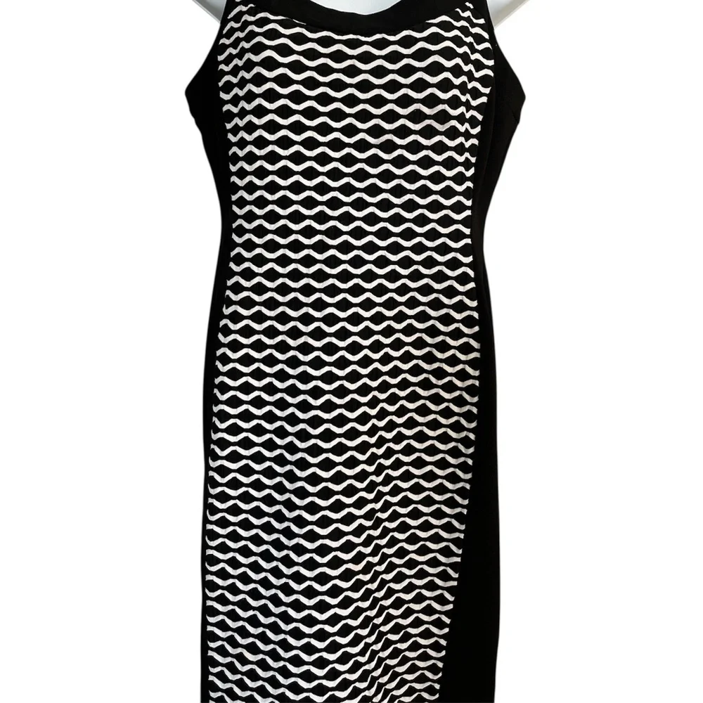 R&M Richards | Black and White Sleeveless Bodycon Dress | Knee Length - Picture 2 of 3